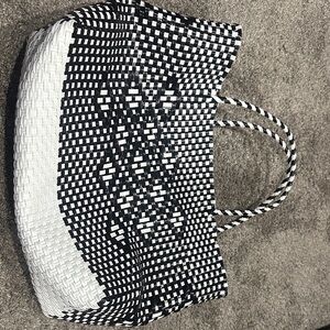 Woven Black and White Tote Bag